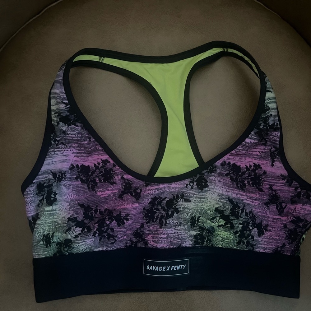 Savage X Fenty Black and Pink  Sports Bra A052